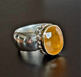 Statementring mit gelbem Saphir – handgefertigt, massives Silber & 585 Gold, Unikat Ring, Goldschmiedearbeit