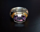 Massiver Silberring mit Gold und Amethyst