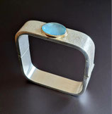 925 Silberarmreif mit Aquamarin und 585 Goldfassung