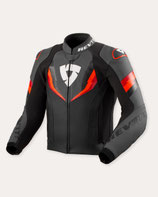 Giacca Moto Pelle Rev'it Quantum 3 Nero Rosso Neon