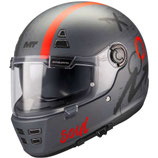 Casco Moto Integrale Mt Helmets JARAMA SV PAPERCUT C15 Grigio Rosso Opaco