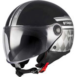 Casco Moto Jet Mt Helmets STREET S RUNWAY B2 Nero Grigio Lucido