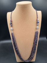 Sautoir, Collier Long 3 en 1, Cristal Violine, Mauve