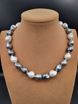 Collier, Collier Court, Perle de Nacre, Perle Baroque, Perle Blanche, Perle Noire, Perle Grise