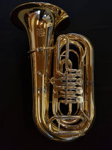 Tuba "Schmid" - sehr kleine Bauart - Grundton B-  4- ventilig - Goldmessing, lackiert