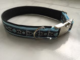 Hundehalsband "Ornament hellblau/silber"