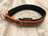 Zug-Stop Halsband "Zig-Zag orange/blau/orange"