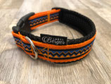 Hundehalsband "Zig-Zag orange/blau/orange"