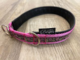 Zug-Stop Halsband "Blumen rosa/beige/magenta"
