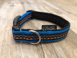 Hundehalsband "Zig-Zag orange/blau/türkis"
