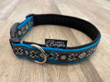 Hundehalband "Ornament schwarz/silber/petrol"