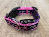 Hundehalsband "Blumen dunkelblau/rosa/magenta"