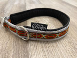 Zug-Stop Halsband "Retro rot/beige/silber"