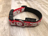 Hundehalsband "Rosen weiss/rot"
