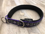 Zug-Stop Halsband "Ornament violett/silber"