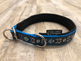 Zug-Stop Halsband "Ornament hellblau/türkis"