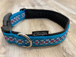 Hundehalsband "Carlitos pink/petrol"