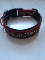 Hundehalsband "Ornament rot/gold"