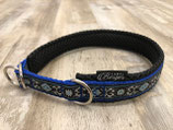 Zug-Stop Halsband "Ornament hellblau/signalblau"