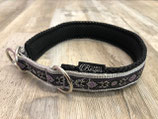 Zug-Stop Halsband "Ornament violett/silber/silber"