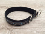 Zug-Stop Halsband "Spiegel hellblau/silber"