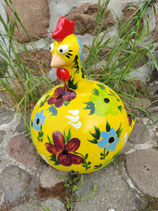 RIC369BLGL Huhn Figur gelb mit Blumen klein