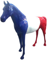 RISAC001A Pferde Figur lebensgroß blau-weiß-rot