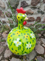 RIC368BLGR Huhn Figur grün mit Blumen groß