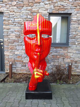 RIBEL311050 Maske Figur lebensgroß rot gold