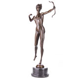 RIYB574 Bronzefigur Diana Göttin der Jagd mit Bogen
