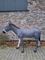 RIBEL254001 Esel grau Figur lebensgroß