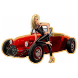 RIMP135 Blechschild Pin Up mit Sportwagen Gastrodeko