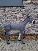 RIBEL254004 Esel grau Figur lebensgroß