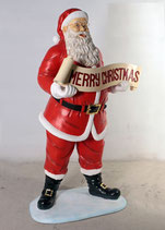RIH1008 Weihnachtsmann Figur fast lebensgroß Merry Christmas