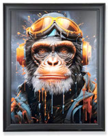 RISD-P031 Bild im Holzrahmen "Affe Pilot"