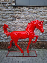 RIBEL224034 Pferde Figur rot origami lebensgroß