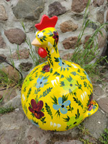 RIC368BLGL Huhn Figur gelb mit Blumen groß