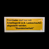 Frontlader Hinweis Standsicherheit