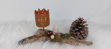 Treibholzwurzel mit Teelichthalter in Rostoptik
