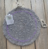 Gray w/purple Crocheted Bulky Mohair Yarn Chair Pad
