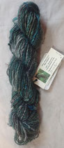 "Miss Muffet"  Peacock/ green handpainted yearling mohair lock yarn