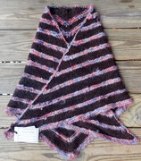 "Terraced Shawl" Black with rose/violet kid mohair Triangle Shawl