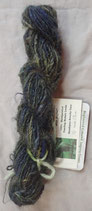 "Miss Muffet"  Blue/Khaki handpainted yearling mohair lock yarn
