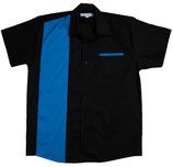 Retro 50s Bowling Shirt John black/blue Short Sleeve ( Kurzarm )