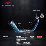 DX GENERATION GSX150 HEADER PIPE BLUE
