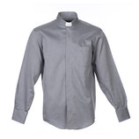 商品名Clergyman shirt, short sleeves, dark grey poplin聖職者のシャツM.ロングイージーアイロン斜めの綿混グレー