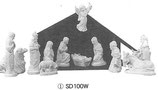 日本製　陶器　白（彩色なし）聖家族馬小屋１３点セットSD100w