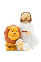 LDW 185466YX　Jesus, lion and lamb statue イエス、ライオンと子羊の像