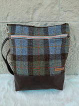 Shopper aus Harris Tweed (karo grün-blau)