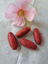 4 große ovale indianred matt Acrylperlen   P - 051